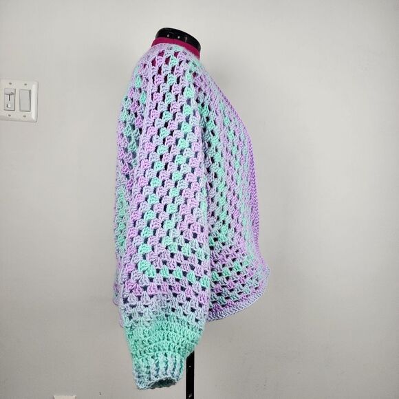 New Handmade Crochet Cardigan Open Front Sweater Premium Acrylic OS - Picture 13 of 16